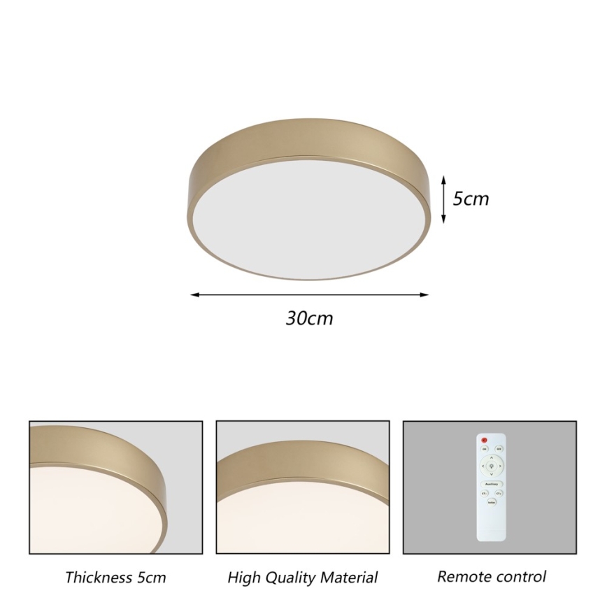 BRILAGI - LED regulējams griestu gaismeklis POOL LED/36W/230V 3000-6000K Ø 30 cm zelta + ar tālvadības pulti