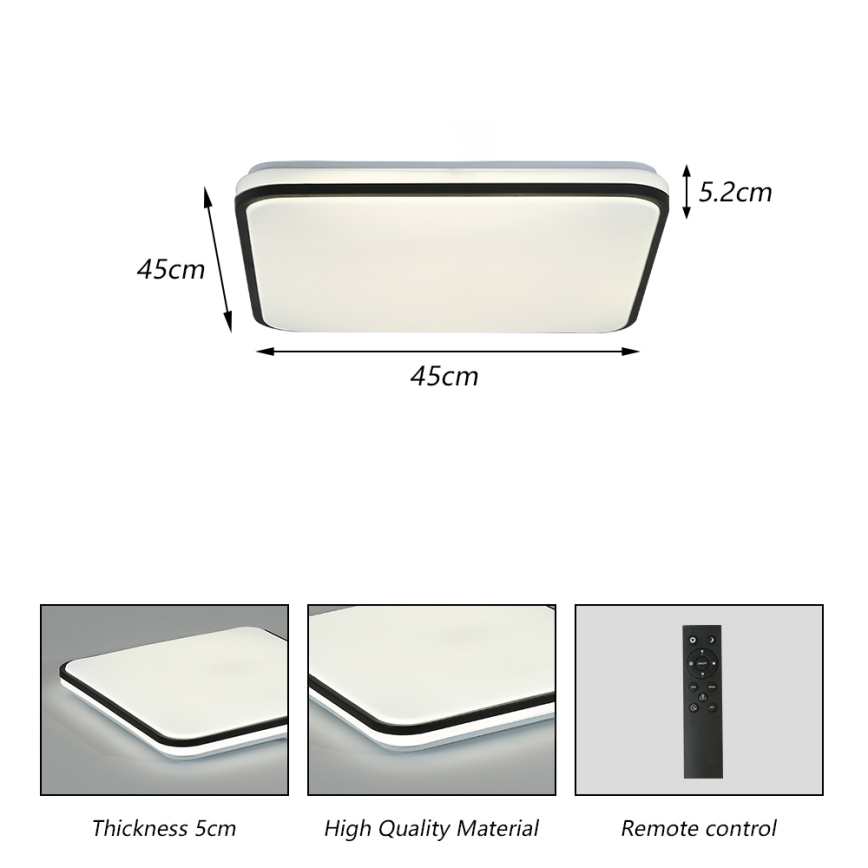 Brilagi - LED dimējams griestu gaismeklis SMART LED/36W/230V 53x53 cm 3000-6000K Wi-Fi Tuya Beacon + tālvadības pults