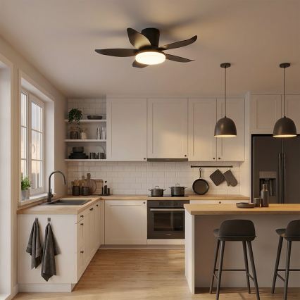 Brilagi - LED dimmējamais griestu ventilators LED/32W/230V Ø 95 cm melns + tālvadība