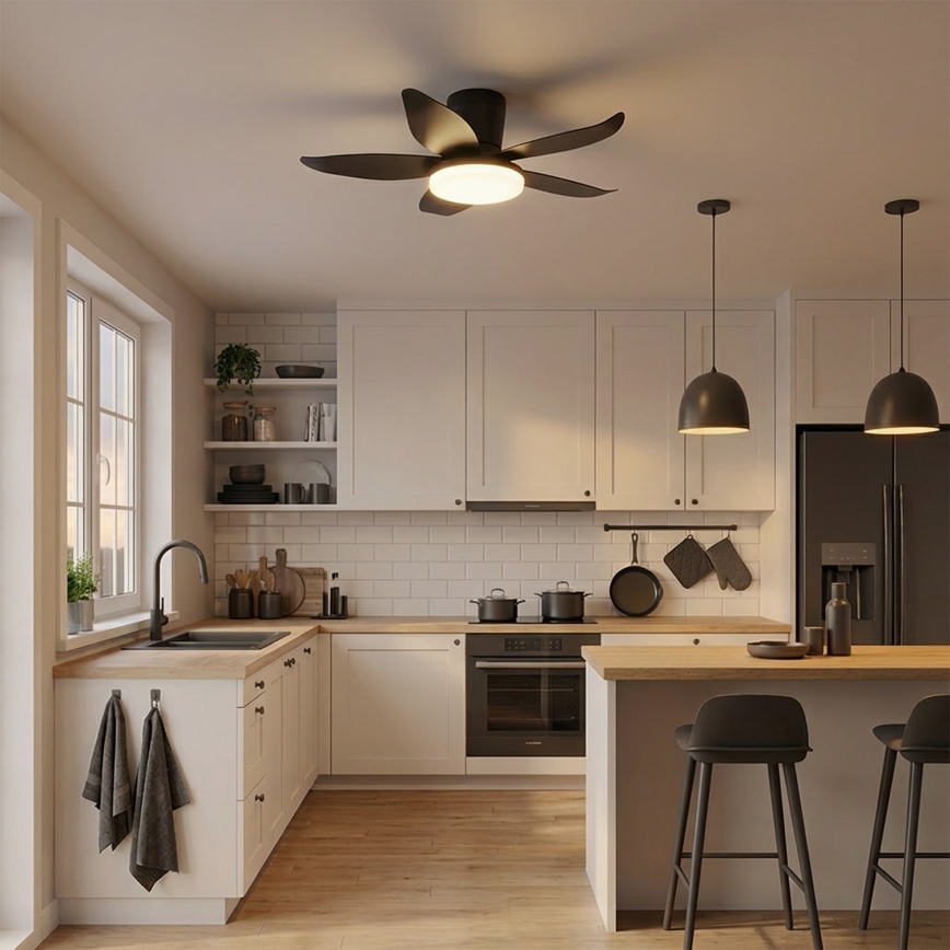 Brilagi - LED dimmējamais griestu ventilators LED/32W/230V Ø 95 cm melns + tālvadība