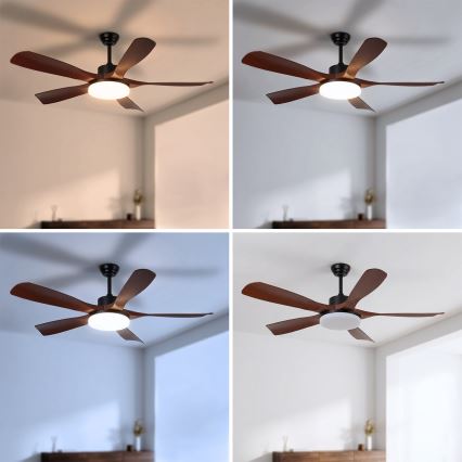 Brilagi - LED griestu ventilators ar regulējamu spilgtumu LED/34W/230V 3000-6500K Ø 132 cm melns/brūns + tālvadības pults