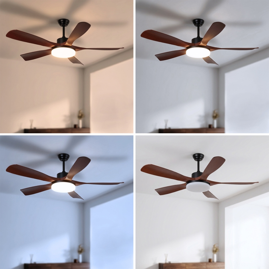 Brilagi - LED griestu ventilators ar regulējamu spilgtumu LED/34W/230V 3000-6500K Ø 132 cm melns/brūns + tālvadības pults