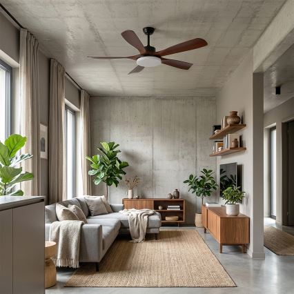 Brilagi - LED griestu ventilators ar regulējamu spilgtumu LED/34W/230V 3000-6500K Ø 132 cm melns/brūns + tālvadības pults