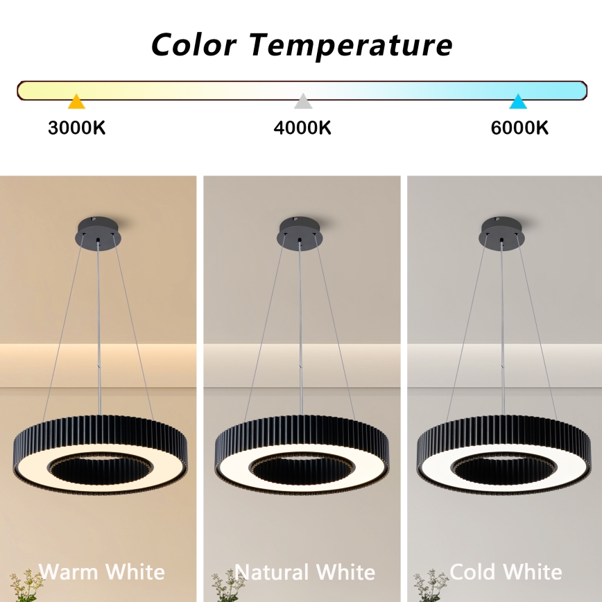 Brilagi - LED lustra ar regulējamu spilgtumu uz troses LUMIX LED/48W/230V 3000-6000K melna Ø 50 cm + tālvadības pults