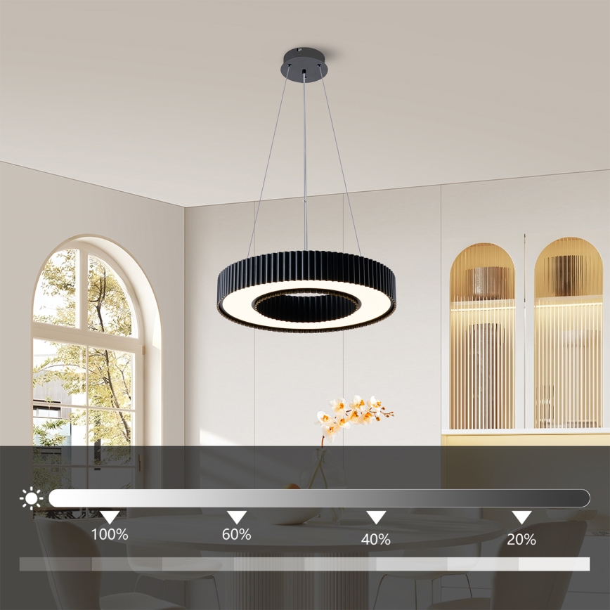 Brilagi - LED lustra ar regulējamu spilgtumu uz troses LUMIX LED/48W/230V 3000-6000K melna Ø 50 cm + tālvadības pults