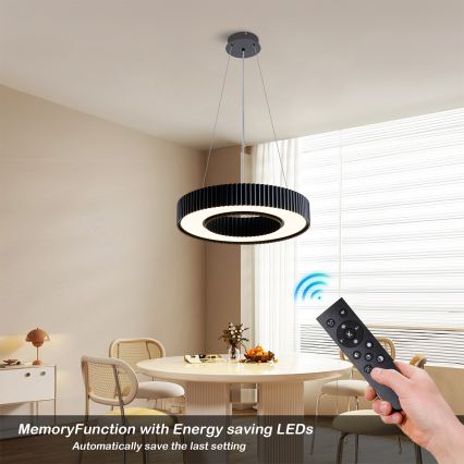 Brilagi - LED lustra ar regulējamu spilgtumu uz troses LUMIX LED/48W/230V 3000-6000K melna Ø 50 cm + tālvadības pults