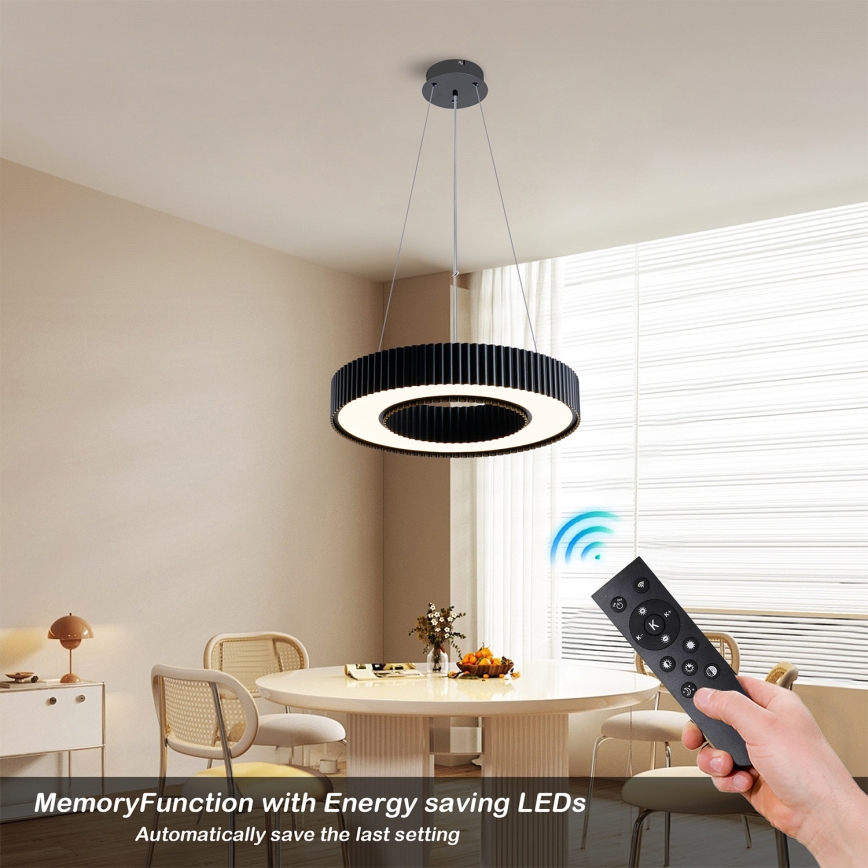 Brilagi - LED lustra ar regulējamu spilgtumu uz troses LUMIX LED/48W/230V 3000-6000K melna Ø 50 cm + tālvadības pults