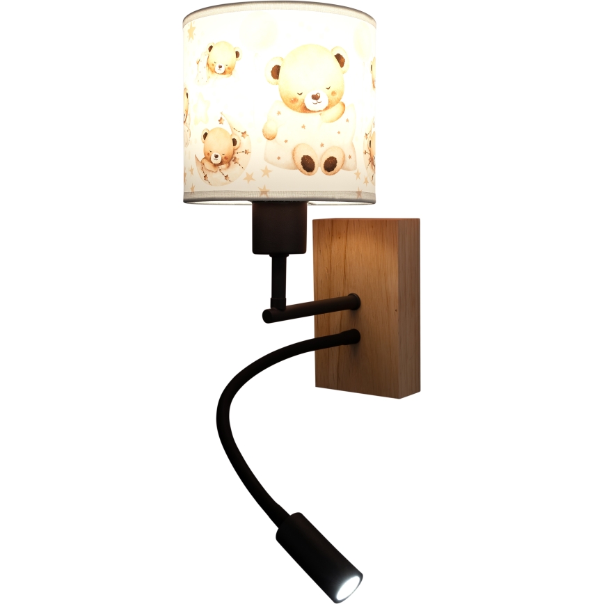 BRILAGI - LED bērnu elastīgā sienas lampa BOBO WOOD 1xE27/25W/230V + LED/3W ozols/melns/balts/lāči