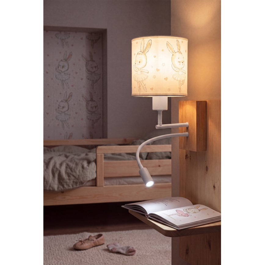 BRILAGI - LED bērnu lokana sienas lampa BOBO WOOD 1xE27/25W/230V + LED/3W ozols/balta/zaķīši