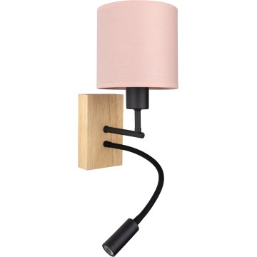 BRILAGI - Elastīga LED sienas lampa BOBO WOOD 1xE27/25W/230V + LED/3W ozols/melna/rozā