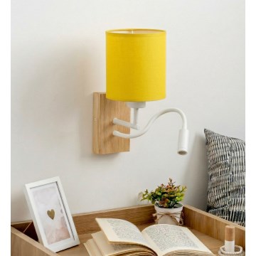 Brilagi - elastīga LED sienas lampa NUBILA WOOD 1xE27/25W/230V + LED/3W ozols/balta/dzeltena