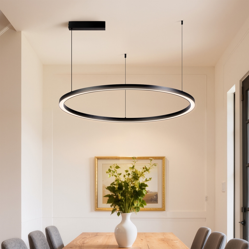 Brilagi - LED regulējama lustra uz troses PORTOFINO LED/60W/230V 3000-6000K Ø 80 cm melna + tālvadības pults