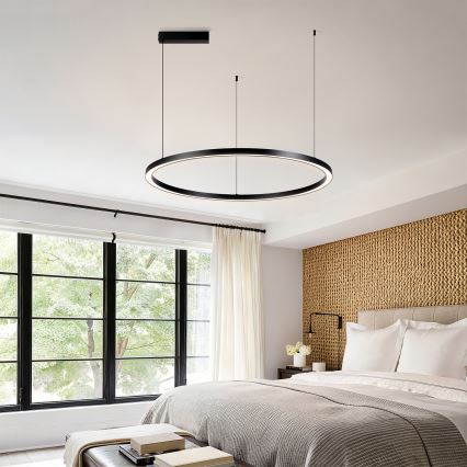 Brilagi - LED regulējama lustra uz troses PORTOFINO LED/60W/230V 3000-6000K Ø 80 cm melna + tālvadības pults