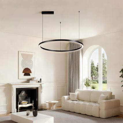 Brilagi - LED regulējama lustra uz troses PORTOFINO LED/60W/230V 3000-6000K Ø 80 cm melna + tālvadības pults