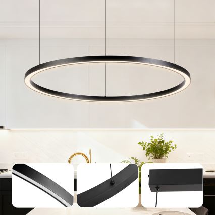 Brilagi - LED regulējama lustra uz troses PORTOFINO LED/60W/230V 3000-6000K Ø 80 cm melna + tālvadības pults