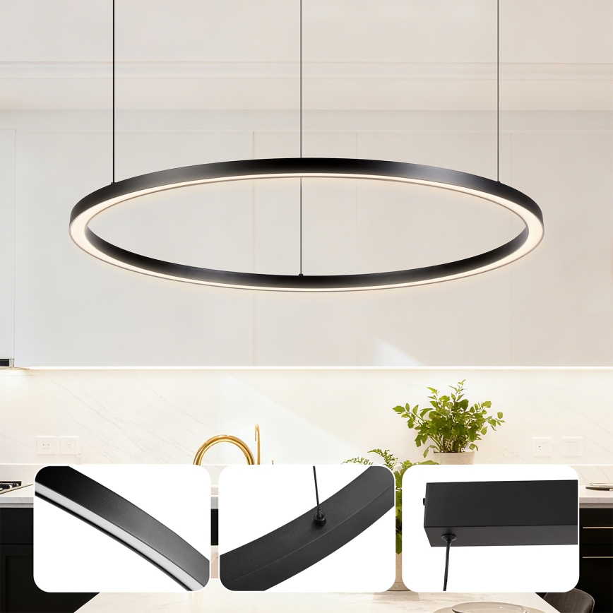 Brilagi - LED regulējama lustra uz troses PORTOFINO LED/60W/230V 3000-6000K Ø 80 cm melna + tālvadības pults