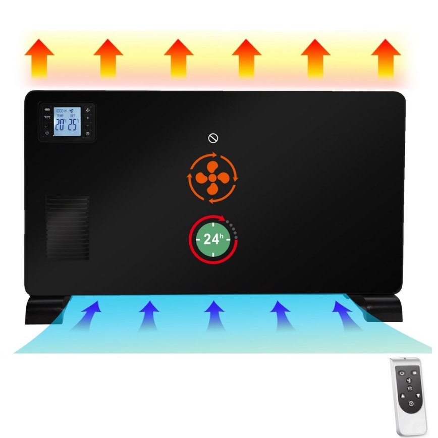 Brilagi - Elektriskais sildītājs ar konvektoru 1000/1300/2300W LCD/timer/TURBO/termostats melna + TP