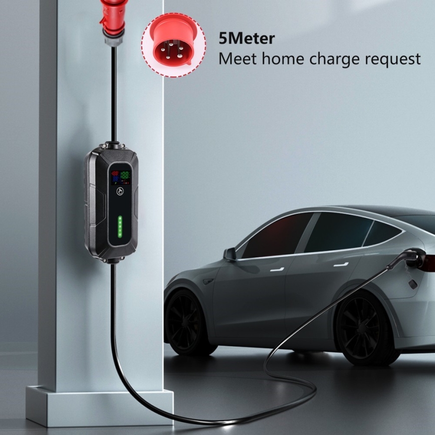 Brilagi - EV ceļojumu uzlādes stacija elektromobiļiem FAST AC Tips 2 16A/380V 11kW + spraudnis 230V, 3,7kW 5m + apvalks