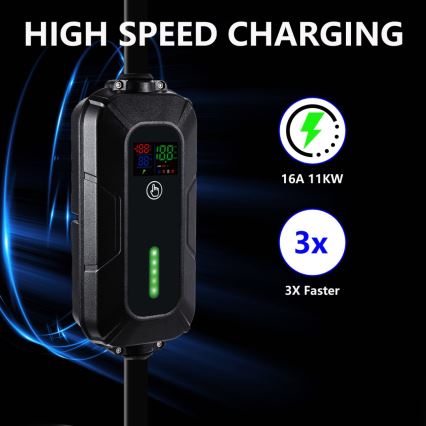 Brilagi - EV ceļojumu uzlādes stacija elektromobiļiem FAST AC Tips 2 16A/380V 11kW + spraudnis 230V, 3,7kW 5m + apvalks