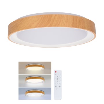 Brilagi - FLOCO LED griestu gaismeklis ar regulējamu spilgtumu LED/48W/230V Ø 40 cm koka dekors/balts + tālvadības pults
