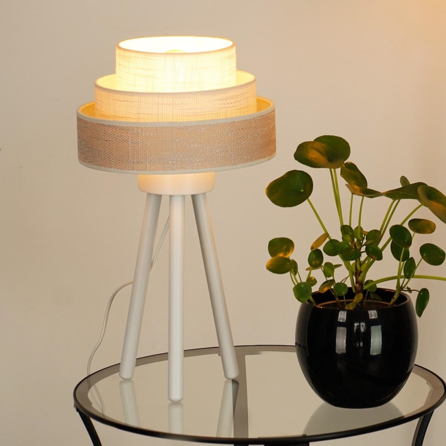 Brilagi - Galda lampa ALASKA LUNETA 1xE27/15W/230V pelēka/krēmkrāsa