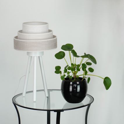 Brilagi - Galda lampa ALASKA LUNETA 1xE27/15W/230V pelēka/krēmkrāsa