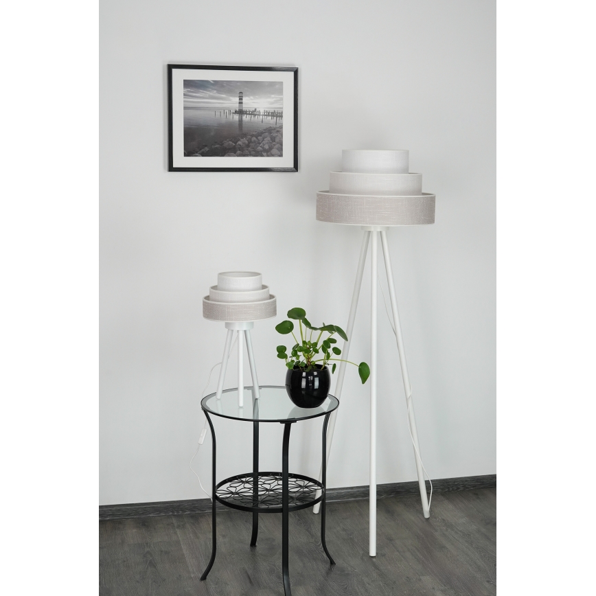 Brilagi - Galda lampa ALASKA LUNETA 1xE27/15W/230V pelēka/krēmkrāsa