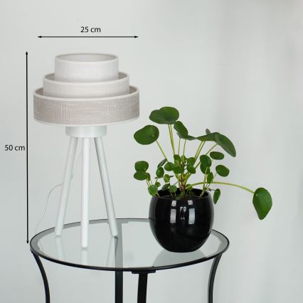 Brilagi - Galda lampa ALASKA LUNETA 1xE27/15W/230V pelēka/krēmkrāsa