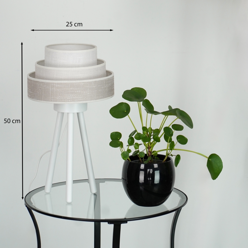 Brilagi - Galda lampa ALASKA LUNETA 1xE27/15W/230V pelēka/krēmkrāsa