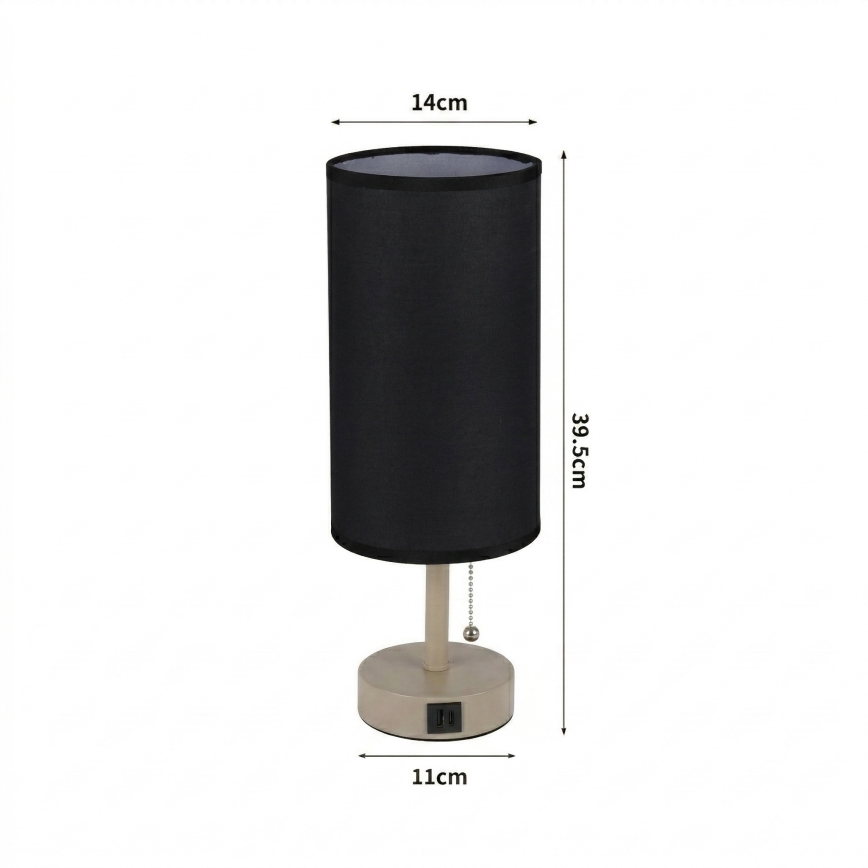 Brilagi - Galda lampa ar USB pieslēgvietu TABLON 1xE27/25W/230V bēša/melna
