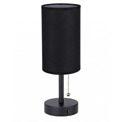Brilagi - Galda lampa ar USB pieslēgvietu TABLON 1xE27/25W/230V melna
