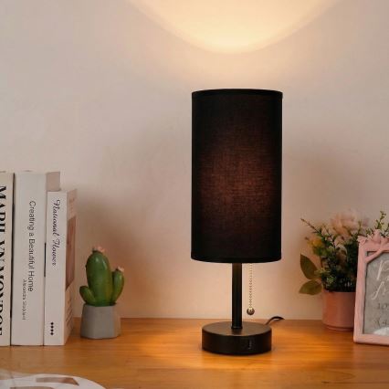 Brilagi - Galda lampa ar USB pieslēgvietu TABLON 1xE27/25W/230V melna