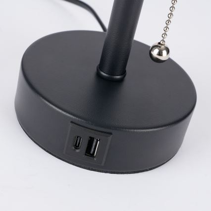 Brilagi - Galda lampa ar USB pieslēgvietu TABLON 1xE27/25W/230V melna