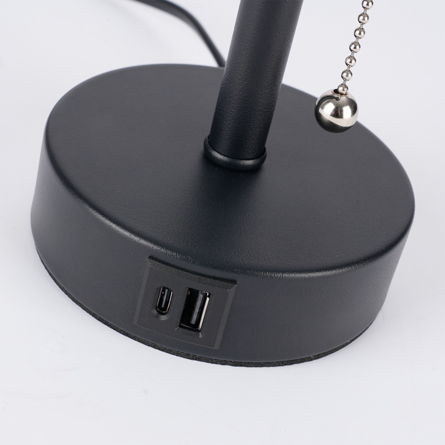 Brilagi - Galda lampa ar USB pieslēgvietu TABLON 1xE27/25W/230V melna