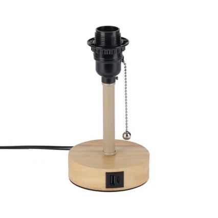 Brilagi - Galda lampa ar USB pieslēgvietu TABLON 1xE27/25W/230V ozols/bēšs/melns