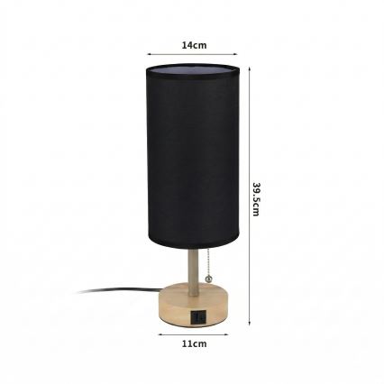 Brilagi - Galda lampa ar USB pieslēgvietu TABLON 1xE27/25W/230V ozols/bēšs/melns