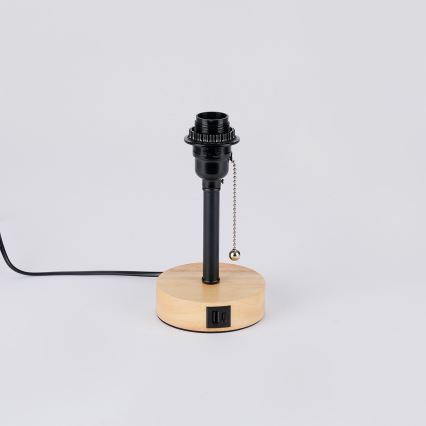 Brilagi - Galda lampa ar USB pieslēgvietu TABLON 1xE27/25W/230V ozols/melns/bēšs