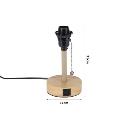Brilagi - Galda lampa ar USB portu TABLON 1x E27/25W/230V ozols/bēšs