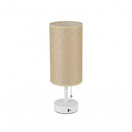 Brilagi - Galda lampa ar USB portu TABLON 1xE27/25W/230V balta/bēša