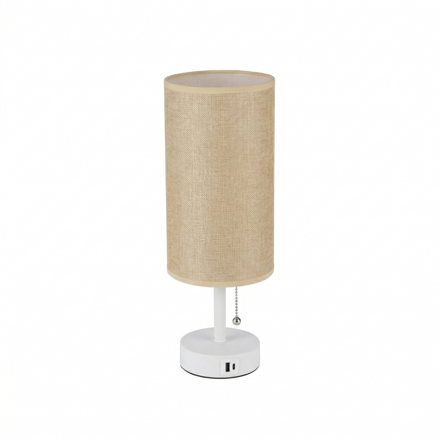 Brilagi - Galda lampa ar USB portu TABLON 1xE27/25W/230V balta/bēša