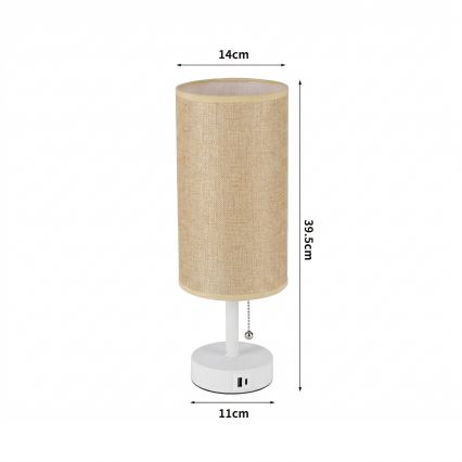 Brilagi - Galda lampa ar USB portu TABLON 1xE27/25W/230V balta/bēša