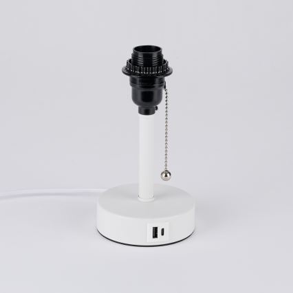 Brilagi - Galda lampa ar USB portu TABLON 1xE27/25W/230V balta