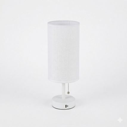 Brilagi - Galda lampa ar USB portu TABLON 1xE27/25W/230V balta