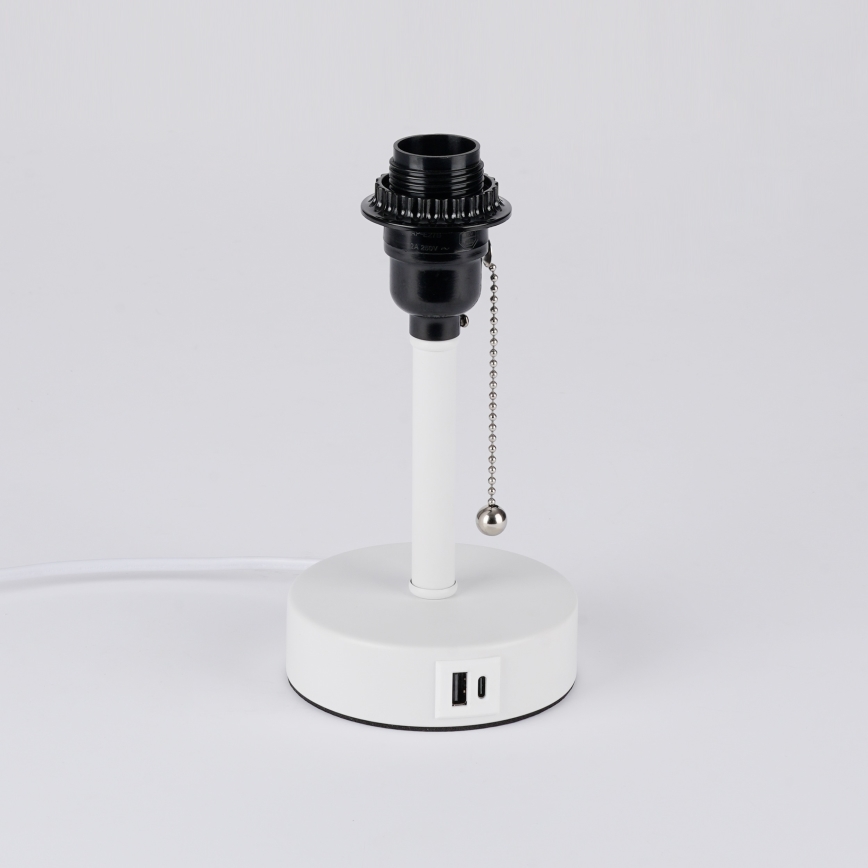 Brilagi - Galda lampa ar USB portu TABLON 1xE27/25W/230V balta