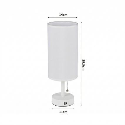 Brilagi - Galda lampa ar USB portu TABLON 1xE27/25W/230V balta