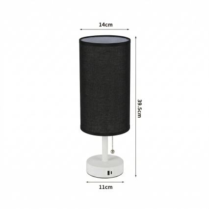 Brilagi - Galda lampa ar USB portu TABLON 1xE27/25W/230V balta/melna