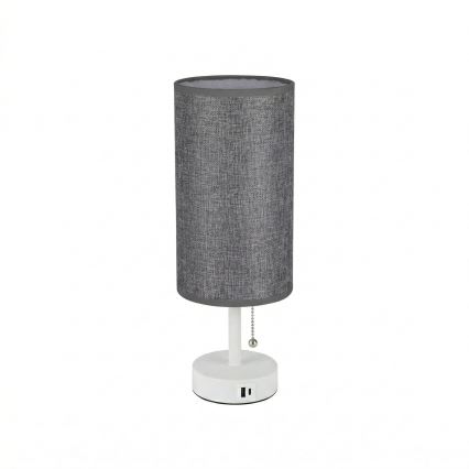 Brilagi - Galda lampa ar USB portu TABLON 1xE27/25W/230V balta/pelēka