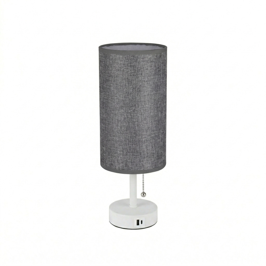 Brilagi - Galda lampa ar USB portu TABLON 1xE27/25W/230V balta/pelēka