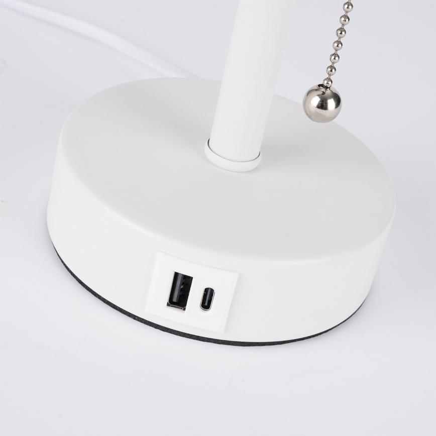 Brilagi - Galda lampa ar USB portu TABLON 1xE27/25W/230V balta/pelēka