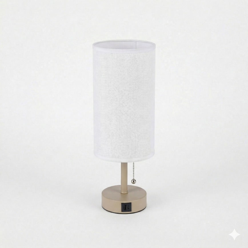 Brilagi - Galda lampa ar USB portu TABLON 1xE27/25W/230V bēša/balta